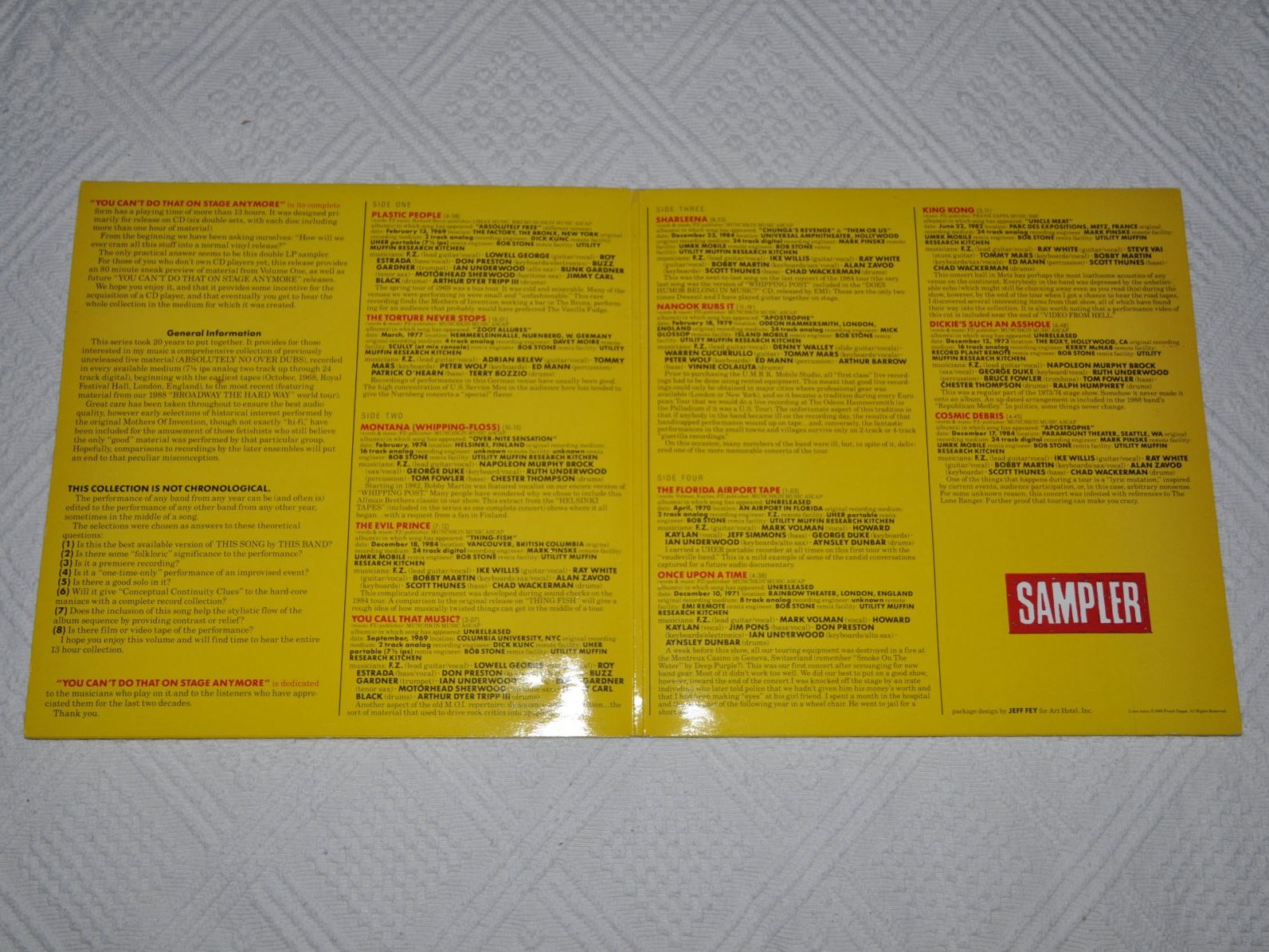 Dischi in vinile: 2 LP Zappa - You Can't Do That On Stage Anymore Sampler – Usato da Boll venduto da Theodora15 2