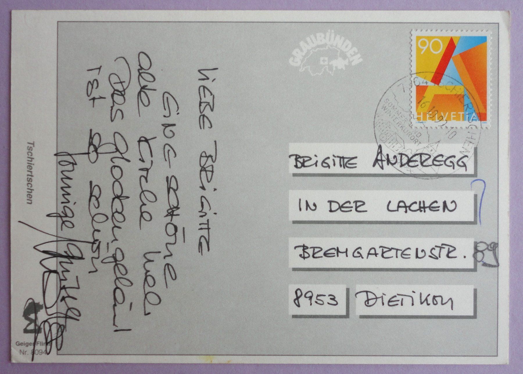 Cartoline postali: Tschiertschen – Usato da Fétigny venduto da Billy2miny 1