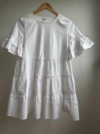 Club Monaco white tiered ruffle dress size M