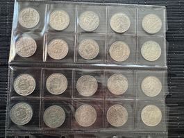 20 STK. 2-FRANKEN MÜNZEN SILBER
