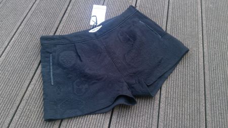 Short noir motifs jacquard NAFNAF, taille M/L (92cm), NEUF