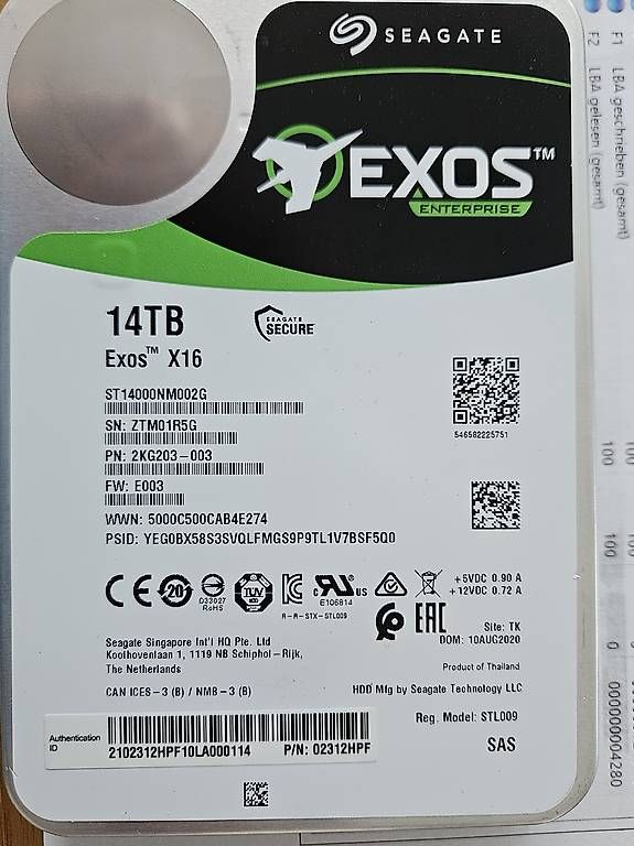Seagate Dischi rigidi: Seagate Exos X16 14TB SAS Harddisk mit 14428h – Usato da Worb venduto da MisterSunshine 1