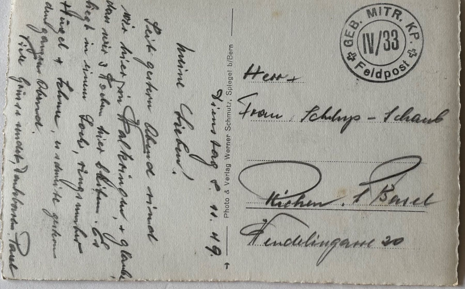Cartes postales: Walkringen BE, Feldpost Geb Mitr Kp IV/33 – D'occasion à Frauenfeld par Merk52 1