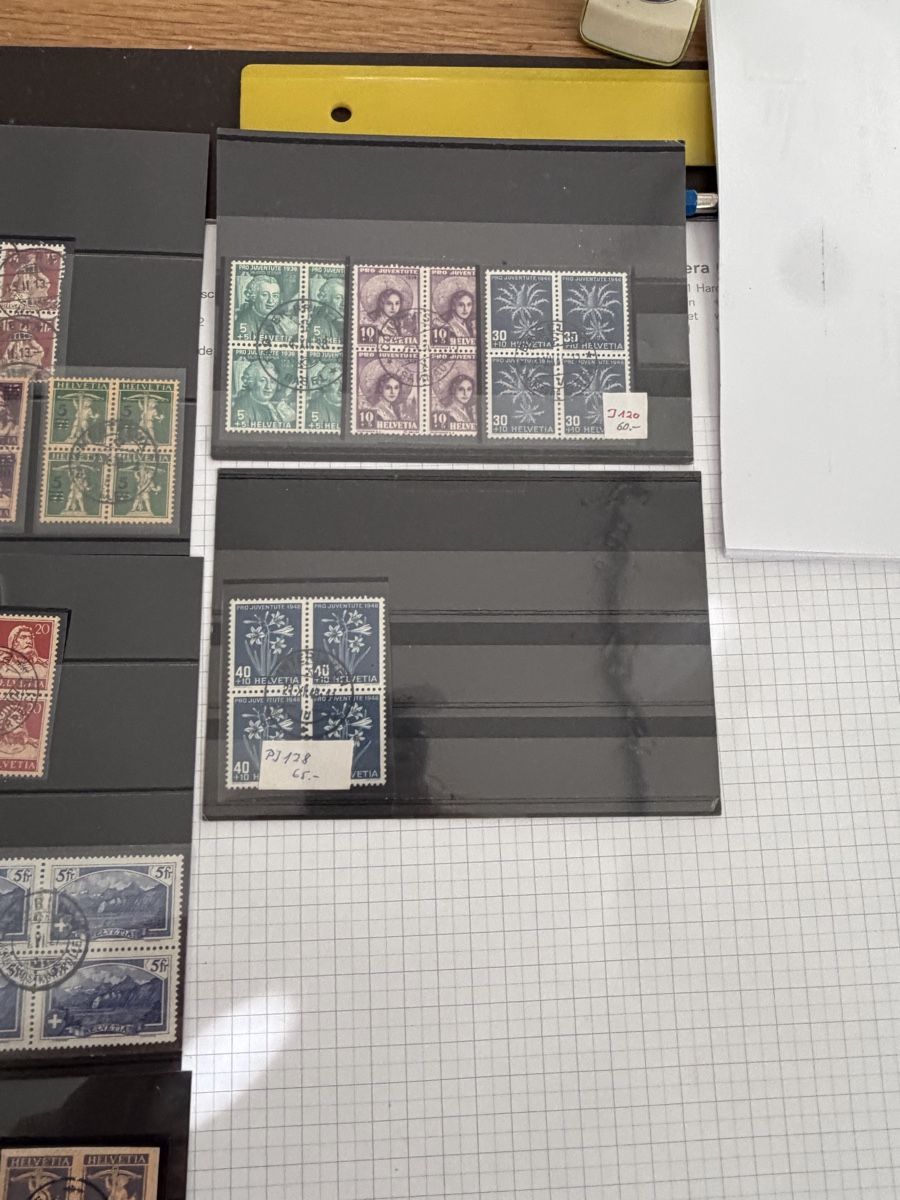 Alle Briefmarken: 17 Steckkarten mit 4er Blöcke ab Alt Schweiz – Gebraucht aus Murgenthal von Tina_4055 5