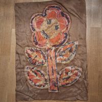 Vintage Seide Batik Bild Blume (2)