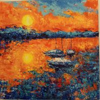 Sonnenuntergang Acrylbild Gemälde Unikat Handgemalt
