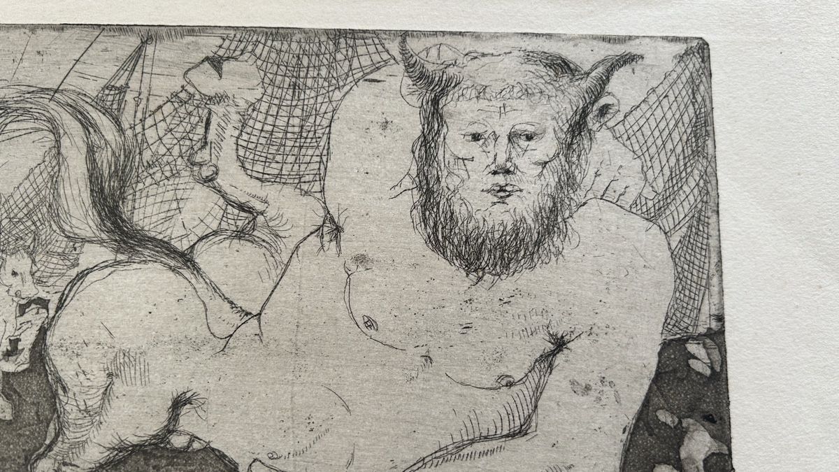 Gemälde: Radierung Minotaurus signiert Schramm – Gebraucht aus Riedholz von Frettchen63 1