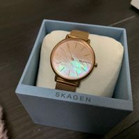 Elegant Skagen Slim Perlmutt mesh watch - rose gold
