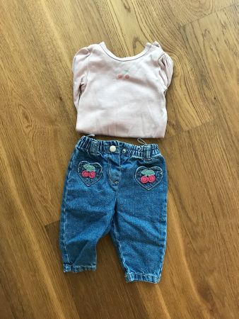 Mädchen Set T-Shirt und Jeans mit Kirschen Grösse 62