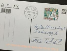Vollstempel 31.12.21 Postkarte A-Post letzter Gültigkeitstag