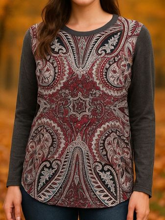 Gr. L longarm shirt Boho damen sommer vintage retro kl stern