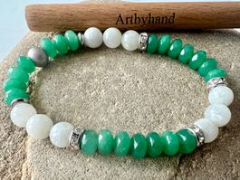 Grüne Jade Eleganz - Armband Quarz, Handarbeit & Unikat