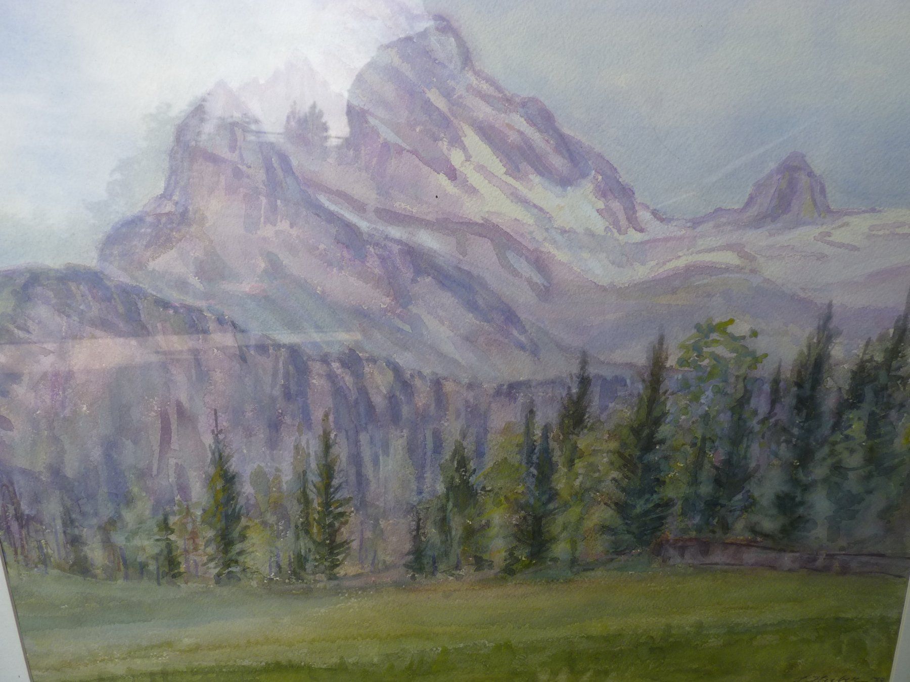 Dipinti: Aquarell Gemälde Berglandschaft 1973 gerahmt – Usato da Küsnacht ZH venduto da zoliboli01 1