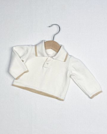 Baby’s White Knitted Polo Shirt