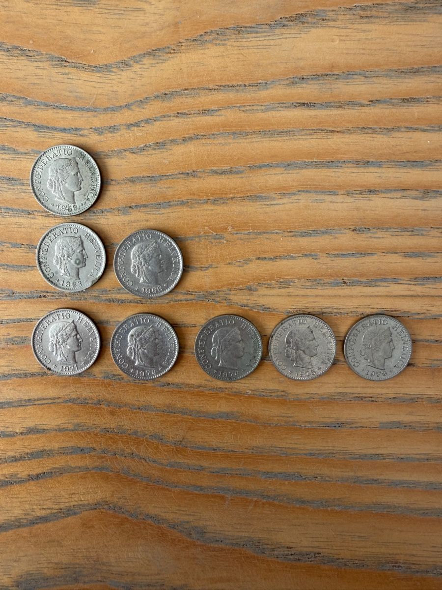 Tutti le monete: 8x Schweizer 5-Räppler 1959–1979 – Usato da Zürich venduto da VV8055