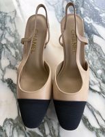 Chanel Slingback Pumps beige/schwarz Gr. 39