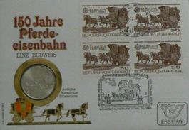 Numisbrief 150 Jahre Pferdeeisenbahn Silbermünze 900.0