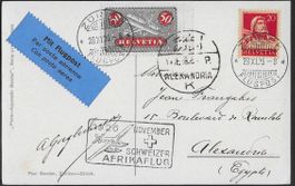 1926 AK Afrikaflug ZH-ALEXANDRIA Mischfrankatur schön ab 1.-