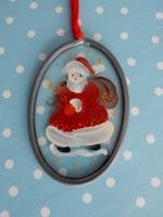 älteres Glasbild Christbaumschmuck Samichlaus Handarbeit