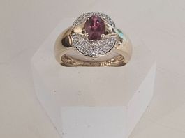 585 Gold Ring  Diamanten & Turmalin Versand kostenlos