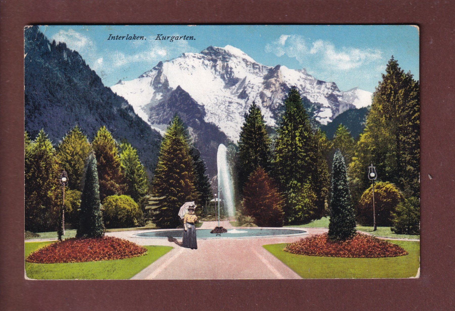 Cartoline postali: INTERLAKEN - Kurgarten - 1911 – Usato da Pully venduto da nicecards