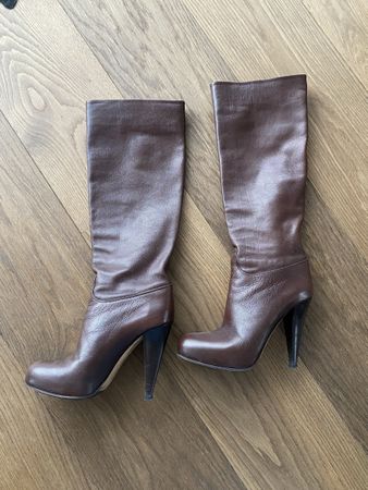 Edle BALLY Lederstiefel Gr. 37, Braun, Absatz 9cm