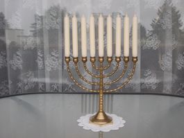 Original jüdisch. Messing Kerzenständer HANUKKA Menora 30 cm