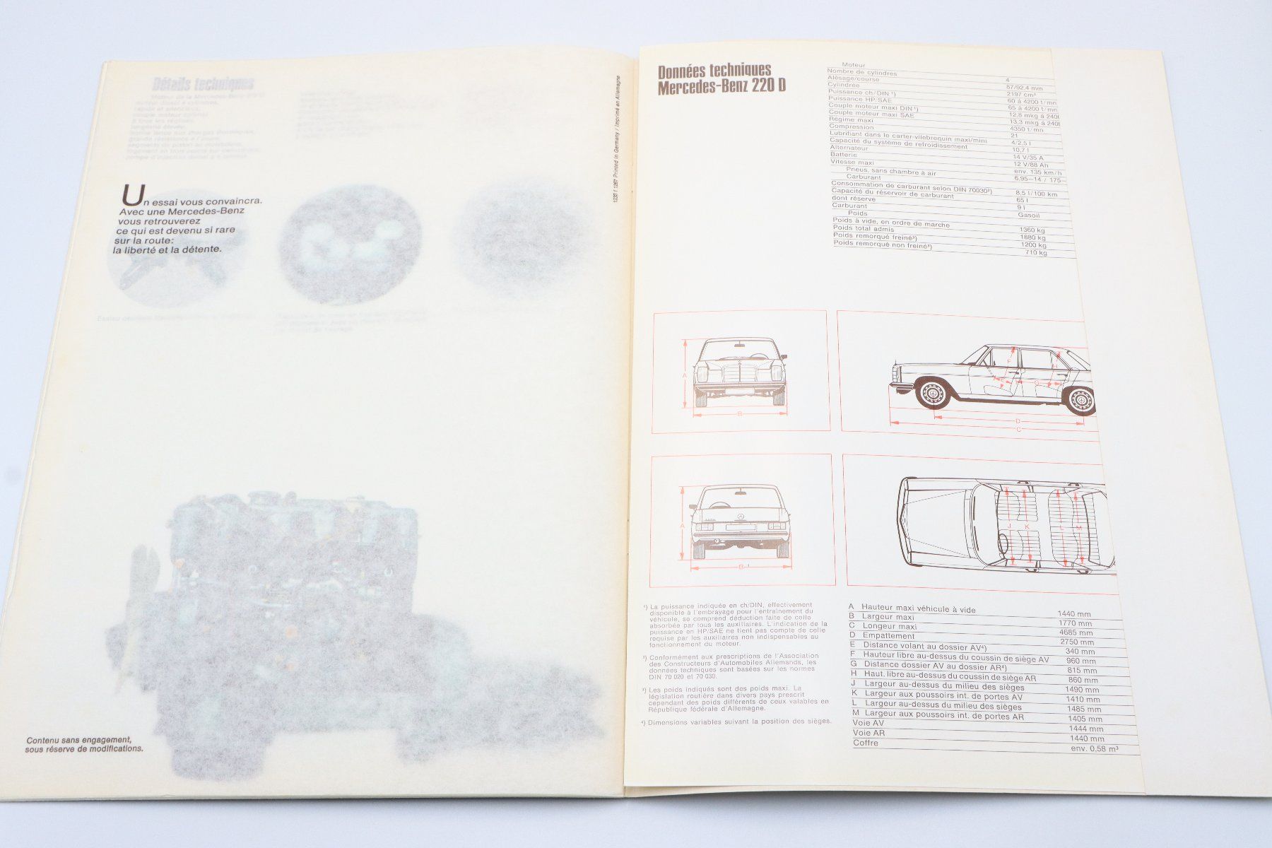 Mercedes-Benz Documenti: Mercedes 220D 1967 Prospekt – Usato da Bühl b.Aarberg venduto da Collectorpassions 7