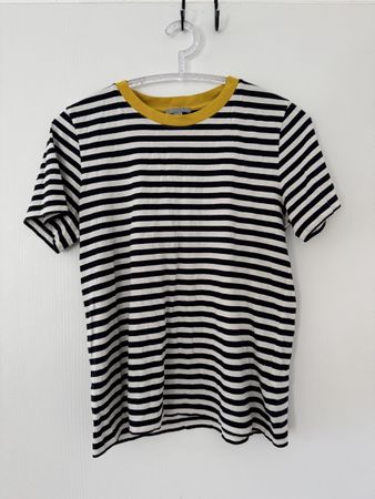COS T-Shirt gestreift gelber Kragen Grösse M Damen