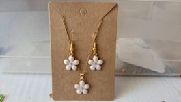 Schmuck set Blumen Ohrringe Kette Blume Frühling Sommer