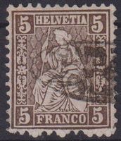 Sitzende Helvetia 5Rp.mit Strahlenstempel+++