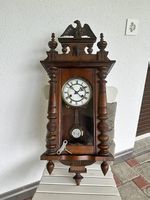 Antike Gründerzeit-Wanduhr/Regulator mit Pendel undSchlüssel