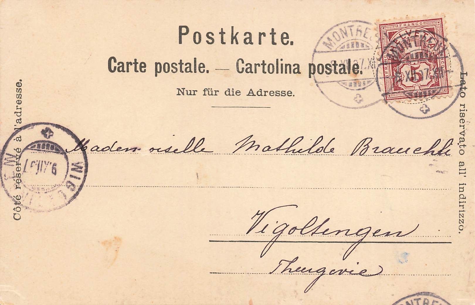 Ansichtskarten: Montreux 1897 – Gebraucht aus Biasca von Blenio71 1