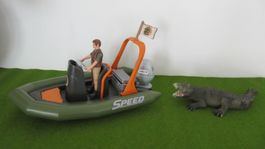 Schleich Schlauchboot mit Ranger und Krokodil