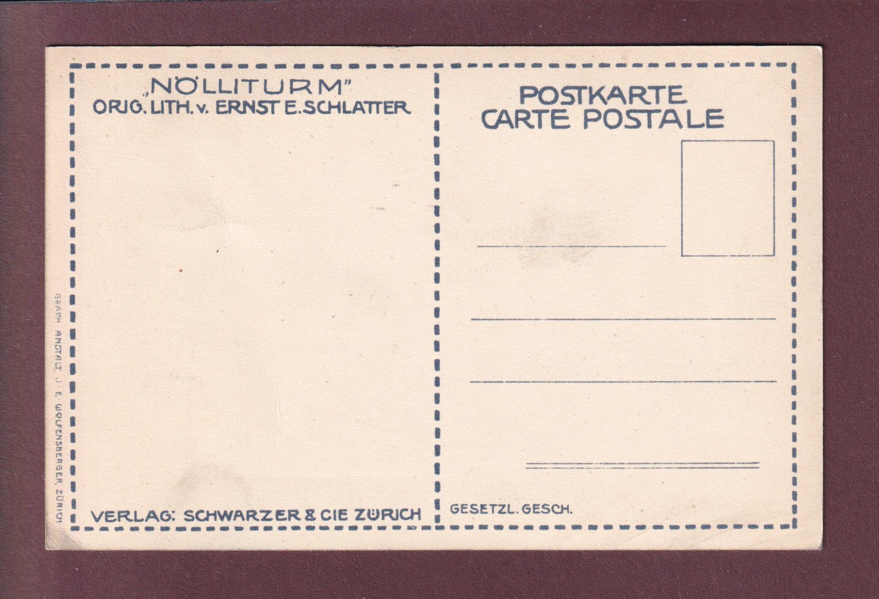 Cartoline postali: LUZERN - Nölliturm - Ernst E. Schlatter – Usato da Pully venduto da nicecards 1