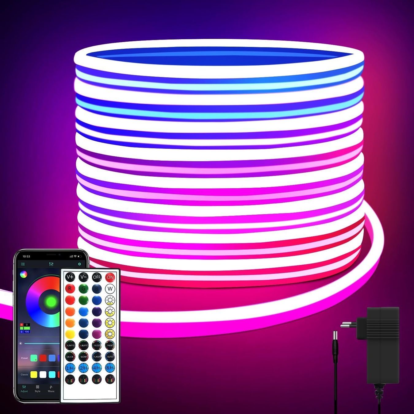 Lichterketten & Leisten: 10m LED Neon Strip RGB IP65 – Neu und originalverpackt aus Nuglar von SmartLiving24 1