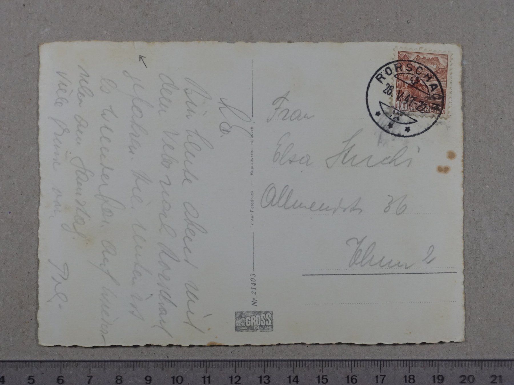 Cartoline postali: Rorschach, 1947 – Usato da Lenzburg venduto da fh1 1