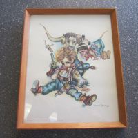 Mid Century Druck Brownie Downing "Trophies" in Holzrahmen