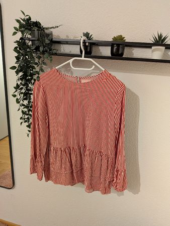 Damen Bluse rot weiss gestreift von Lieblingsstück