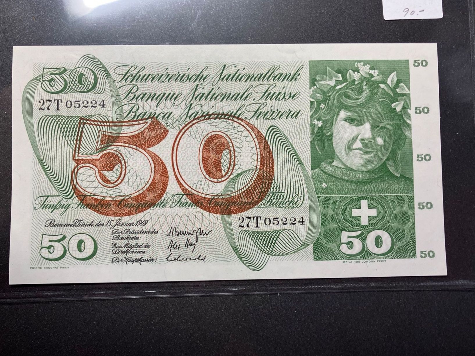 Banconote: 50 Franken Banknote unz. 1969 – Nuovo (secondo la descrizione) da untervaz venduto da Wingert