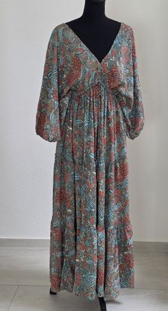 Maxikleid gemustert Polyester-Seide  Gr. XS-XL