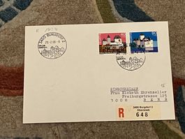 CH FDC  Einschreiben Vierer Block 1980