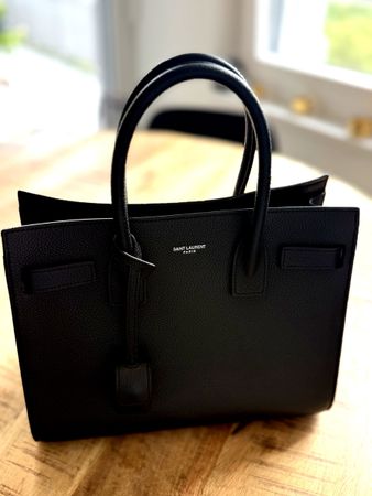 Saint Laurent Sac De Jour Tote Bag-Black Grained Leather 