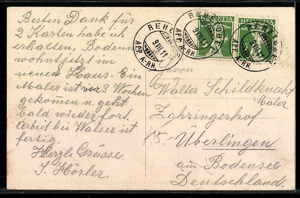 Cartoline postali: Rehetobel, Totalansicht mit Alpsteinkett – Usato da Berlin venduto da bartko-reher 1