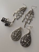 Vintage Mondstein und Edelsteine Silberne Ohrringe