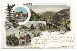 Gruss aus Waldenburg (BL) Bahnhof - Rest. - Litho - 1900