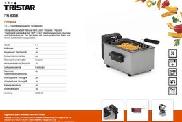 Fritteuse 3 L  Edelstahlgehäuse mit Sichtfenster - FR-9338