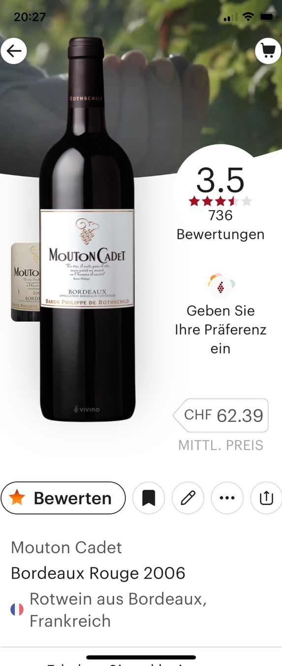 Vino: Mouton Cadet Bordeaux Rouge 2006 – Nuovo (secondo la descrizione) da Staufen venduto da Noldi10 1