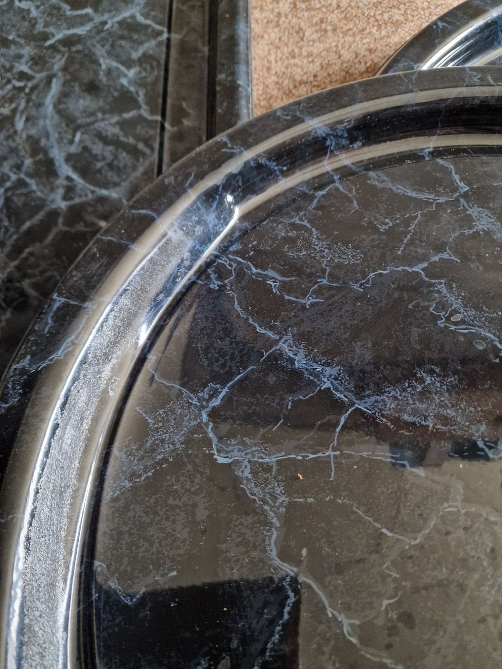 Servierplatten: 10 Tabletts, Marmor-Optik, schwarz/grau mit Blaustich – Gebraucht aus Pfaffnau von furush6 1
