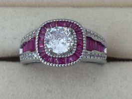 Luxus Elegante Gr.19/9 Ring Farbe: Silber / Rot